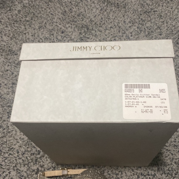 JIMMY CHOO Emily Glitter Crisscross 85mm Sandals, Gold - Picture 9 of 9